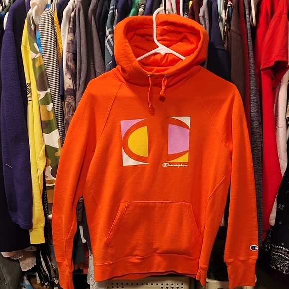 Champion Sweaters - Champion Vibrant Orange Hoodie with Graphic Design